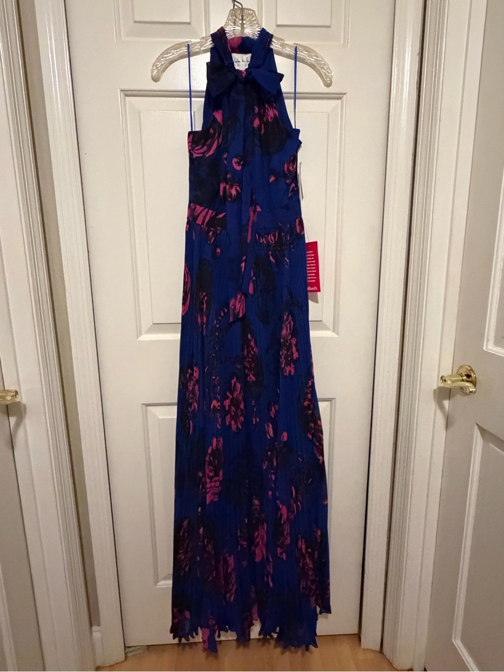 Nicole Miller Royal Blue Dress with Fuchsia Floral Accents